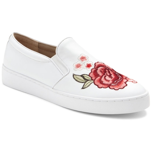 Vionic Shoes - Vionic Midi Floral Slip On Sneaker Embroidered White Women's 10